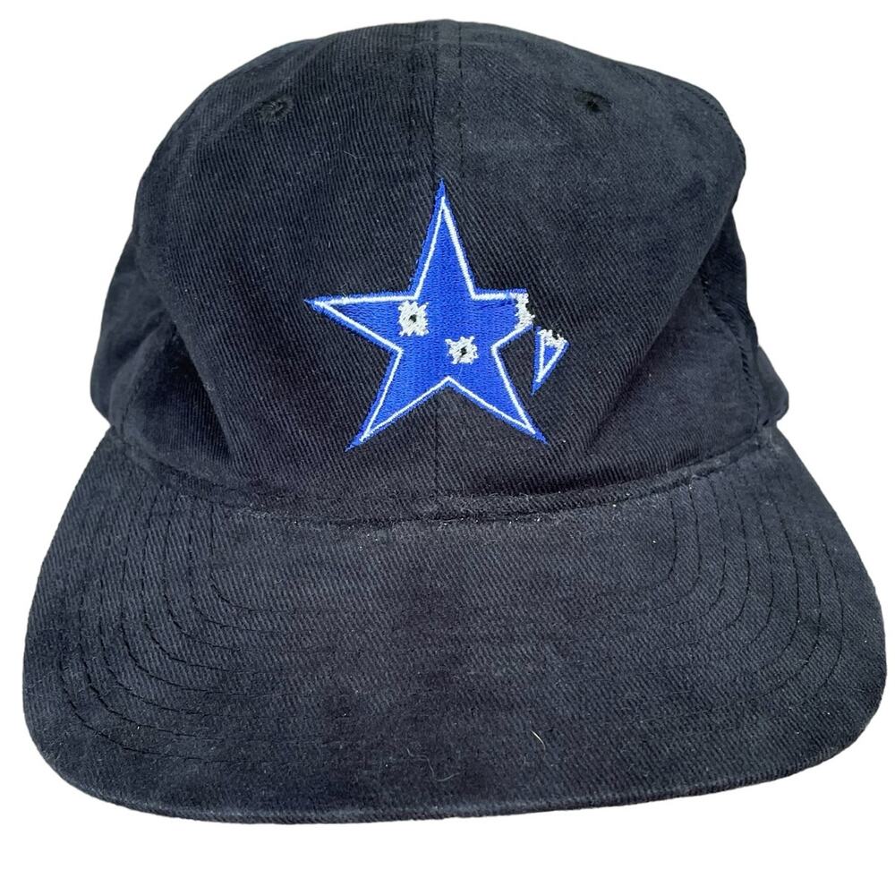 Vintage Dallas Cowboys Suck Hat Blue Star with Bullet Holes NFL Football Yupoong